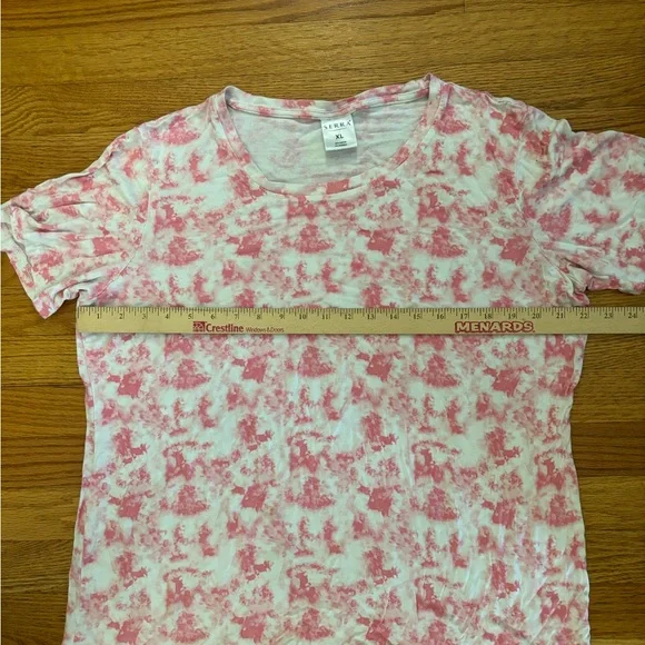 Serra Shirt Women’s XL Pink White Tie Dye Short Sleeve Top Round Neck Casual - Picture 4 of 5